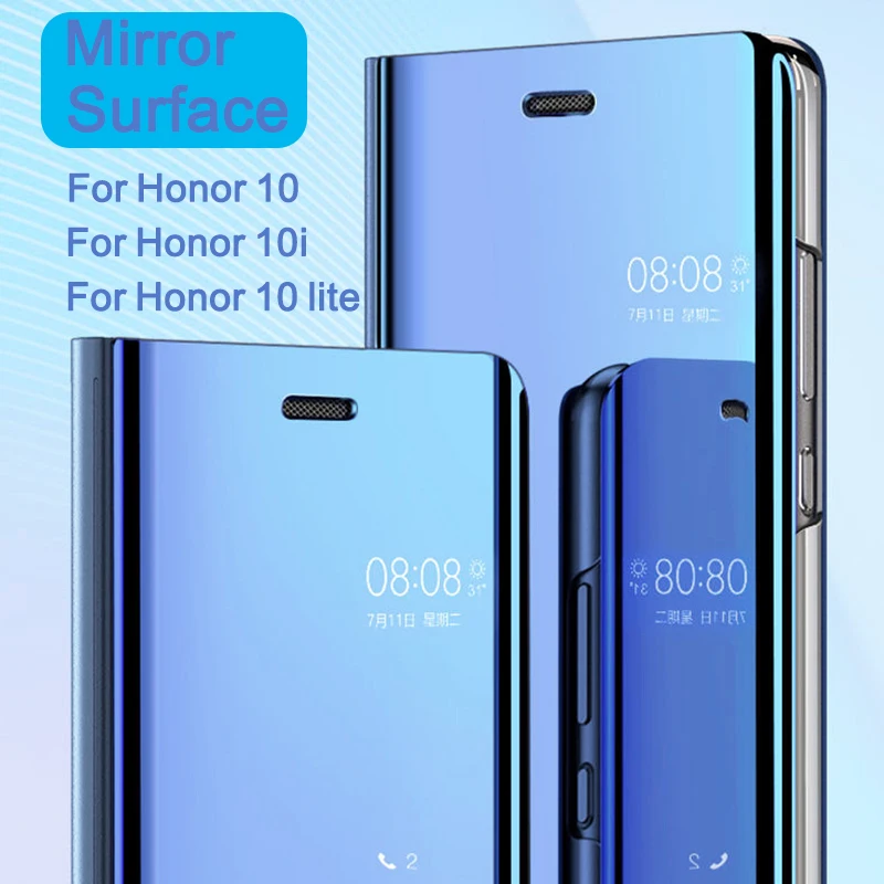 

Case On For Huawei Honor 10 lite light Mirror Surface Leather Flip Protective Cover On For Honor 10i Braced Bumper coque fundas