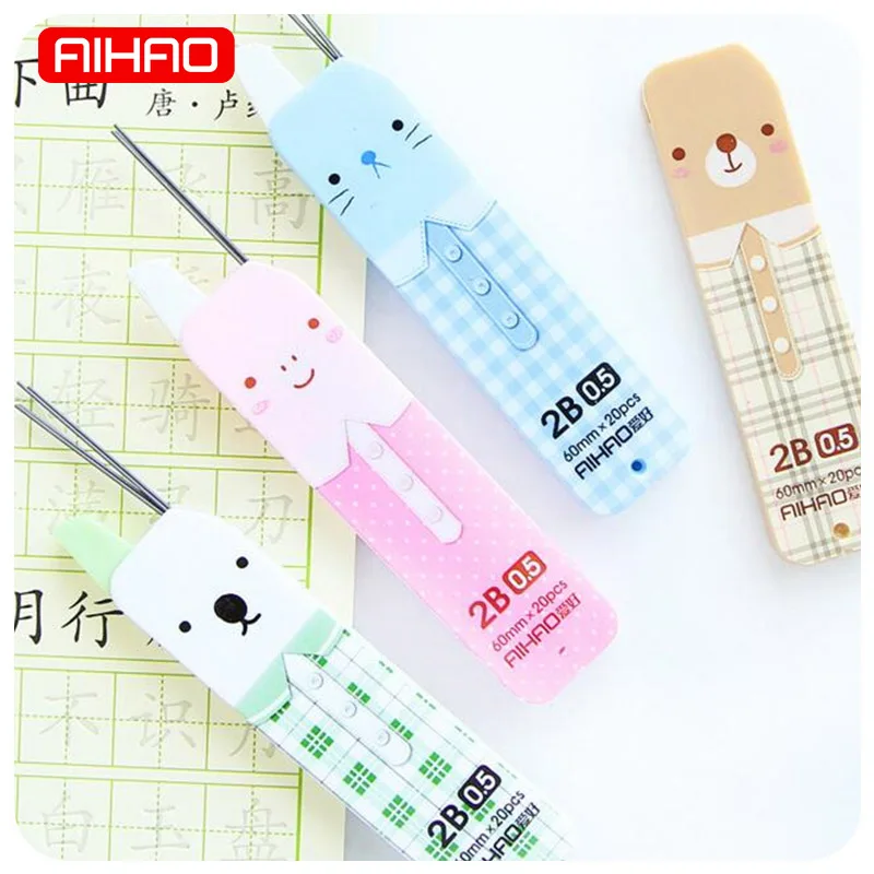 AIHAO Student 0.5mm Kawaii Cat Mechanical Pen Refill Cute Animal Automatic Pencil Lead Writing Korean Stationery 202