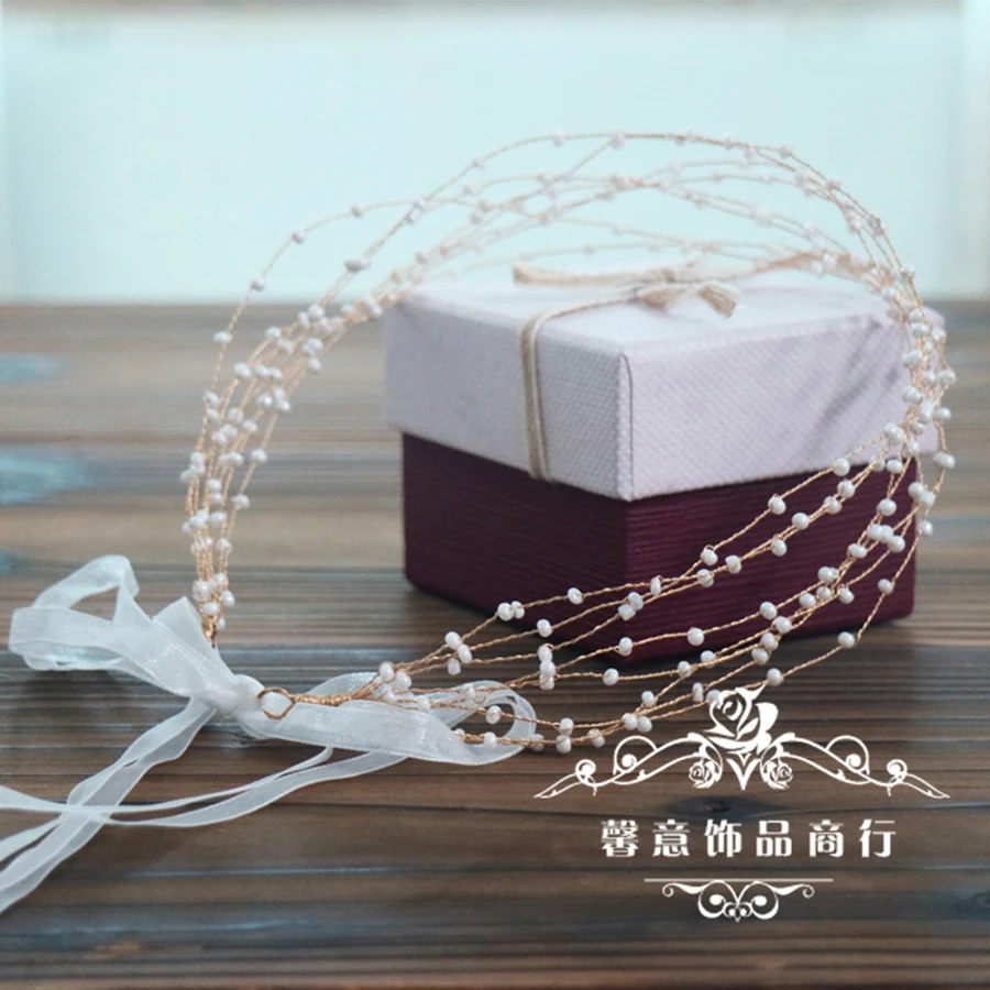 

1pc/lots Tiara Crystal Beads Bridal Wedding Headband Hair Bands piece Prom Ornament Jewelry Accessories For Women Head Gold Vine