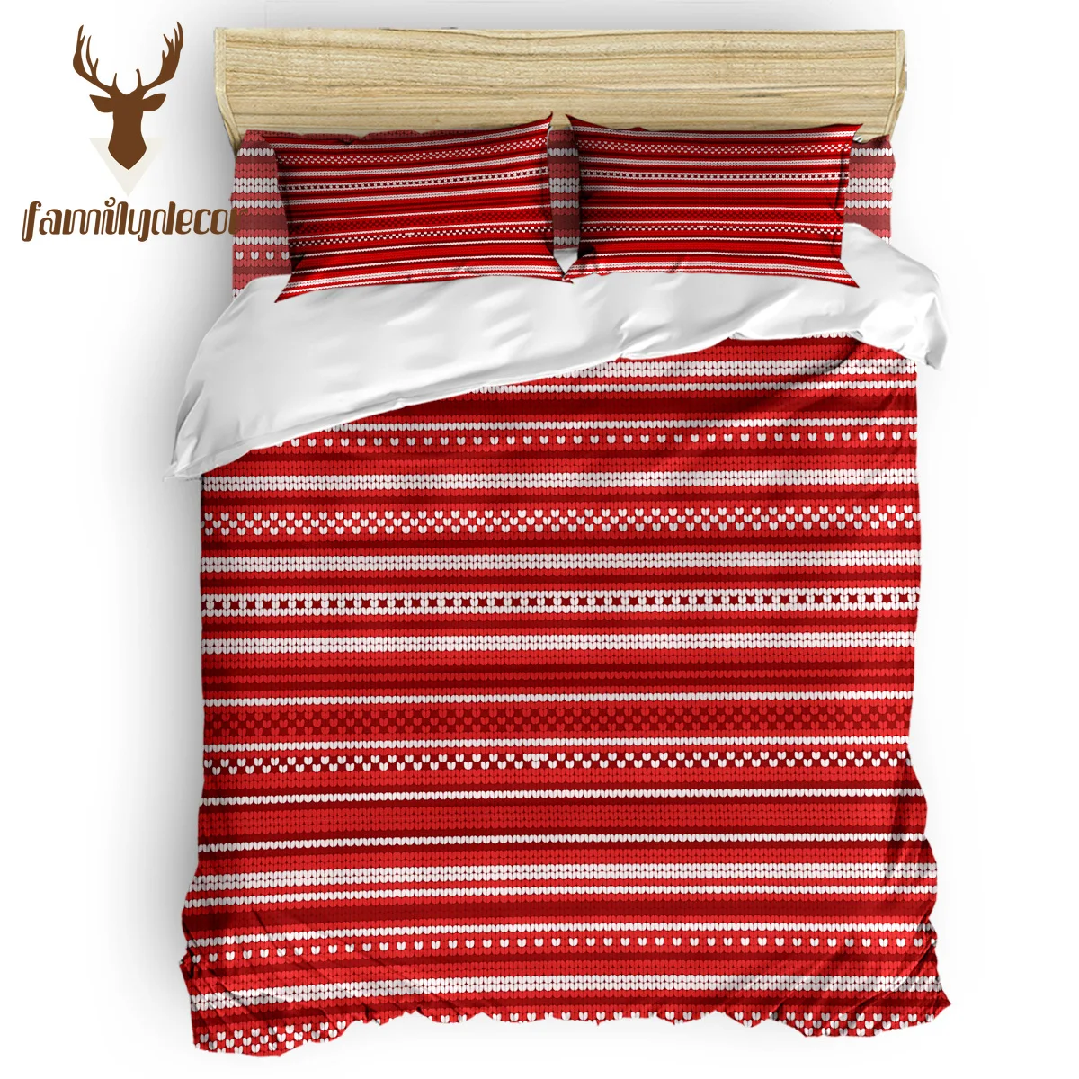 

Family Decor Christmas Stripe 4 Pcs Comforter Cover Set 3 Piece Bedding Sets Machine Washable Forefather's Day Easter Sunday