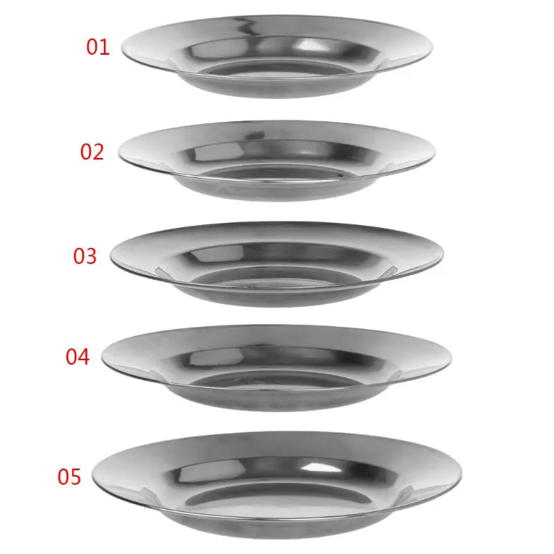 

Нержавеющая сталь круглая тарелка блюдо лоток контейнер для еды Открытый Кемпинг Пикник посуда 16-24 см