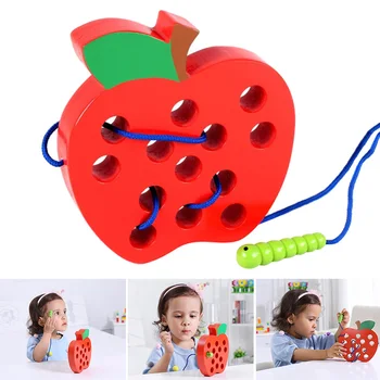 

Baby Funny Worm Eating Fruits Puzzle Threading Game Wooden Toys Kids Gifts S7JN
