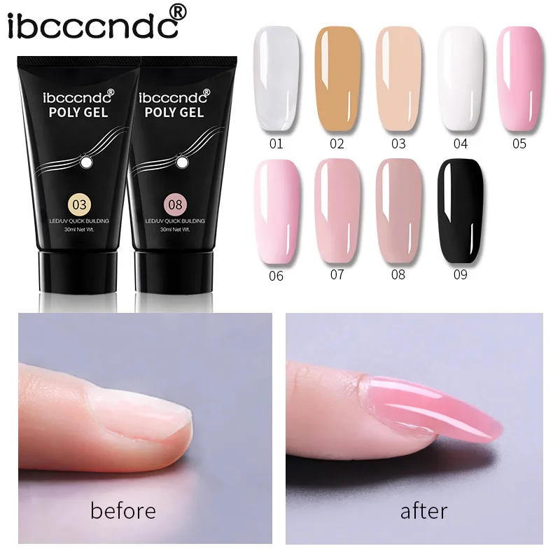 

30g Polygel Nail Acrylic Poly Gel Pink White Clear Crystal UV LED Builder Gel Tips Enhancement Slip Solution Quick Extension Gel