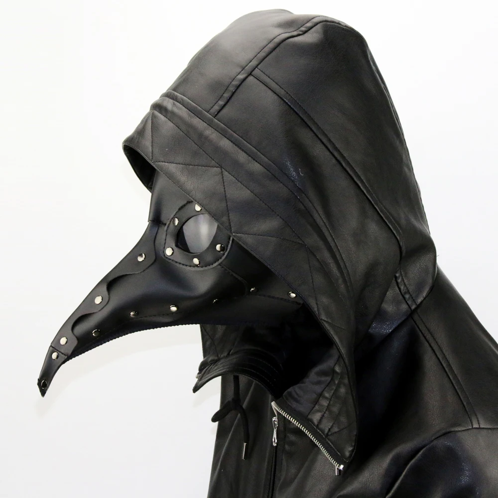 

Steampunk New Upgrade Faux Leather Plague Doctor Masks Cosplay White And Black Bird Long Beak Masks Halloween Carnival Costumes