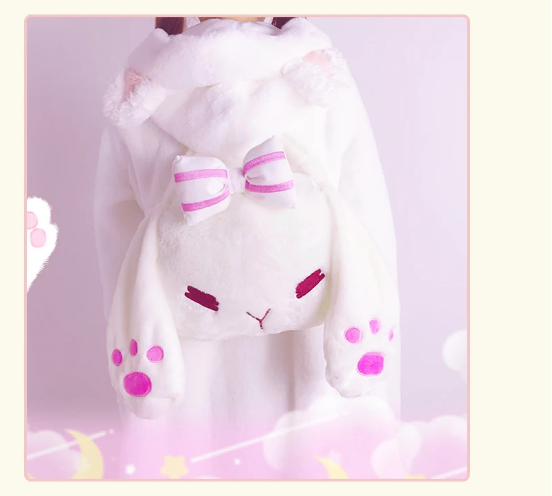 45*33 см мультфильм белый кролик плюшевый рюкзак японские большие уши Кролик Рюкзаки кролик мягкие плюшевые куклы для девочек очень мягкие сумки