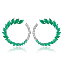 Новая мода зеленый белый CZ серьги для Для женщин Зеленый Белый AAA кубический цирконий венок круглые гвоздики впечатляющие серьги