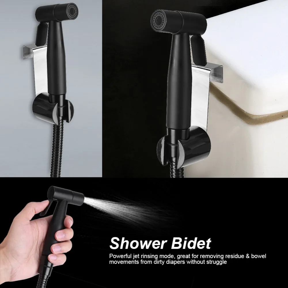 

Stainless Steel Bidet Sprayer Black Bathroom Toilet Handheld Bidet Cloth Diaper Cleaning Sprayer Bath Shower Bidet Kit Set