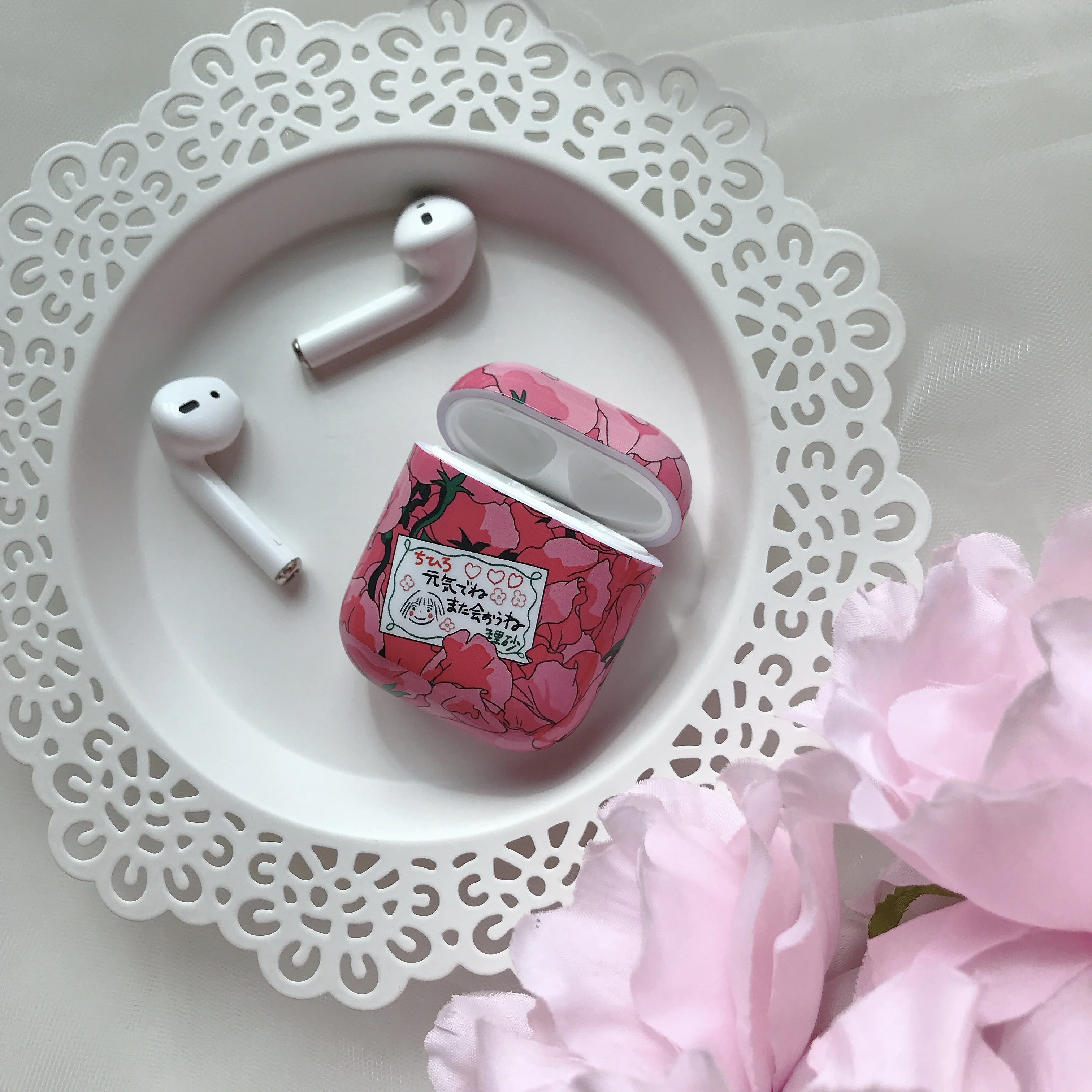 

Brillante flower protection cover for Apple Bluetooth Wireless Airpods case luxury sans fil Shockproof ultra thin PC coque capa