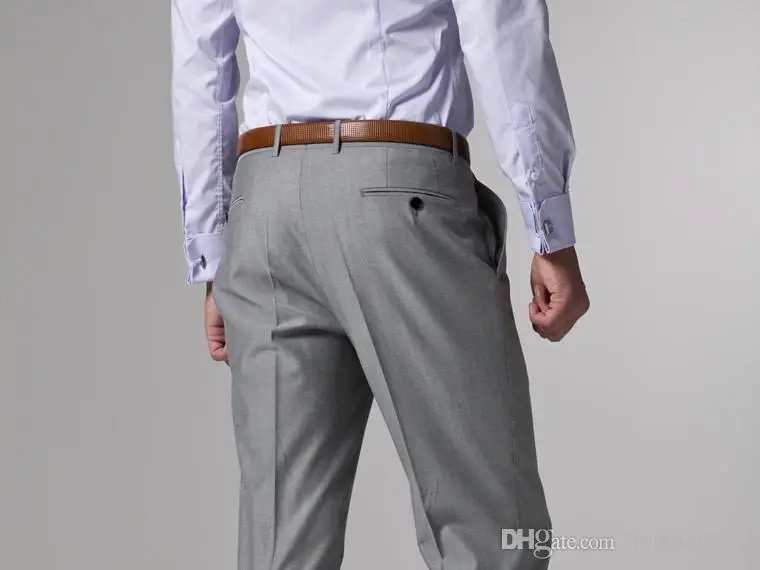 Custom Design Slim Fit Side Slit Light Gray Two Buttons Notch Lapel Groom Tuxedos Men Suits Man Business Suit Jacket+Pants+Tie+Vest AA:02