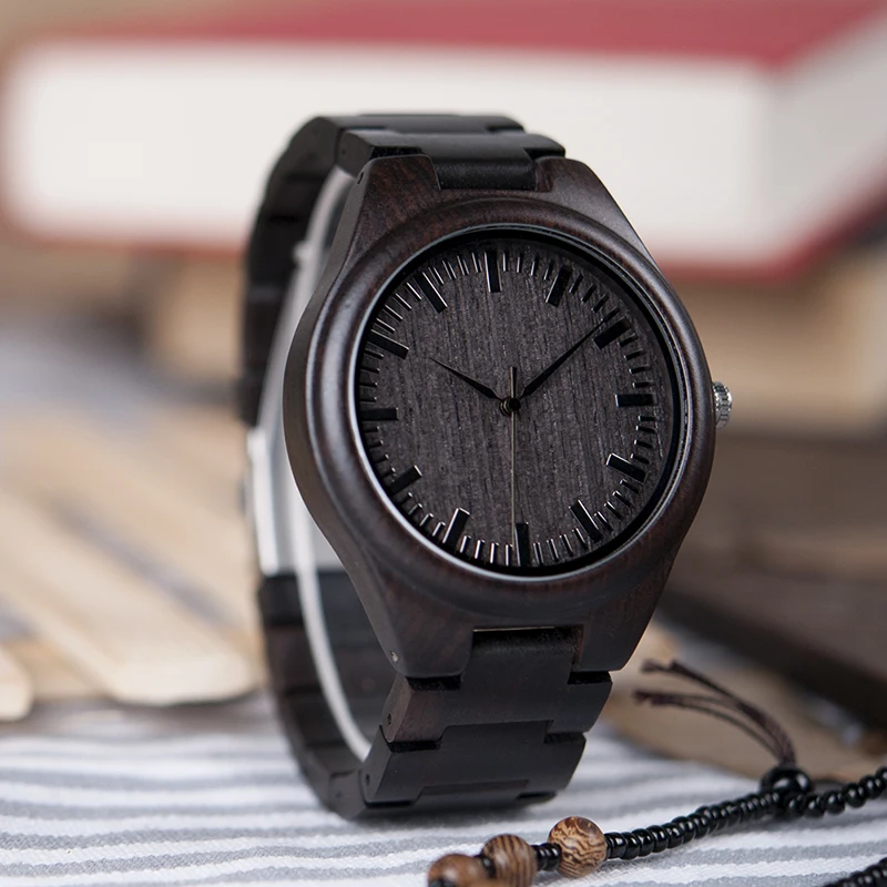 BOBO BIRD Men Wood Watch relogio masculino Black Dial Quartz Wristwatches Man Classic Luxury Brand Watches V-H05 Drop Shipping