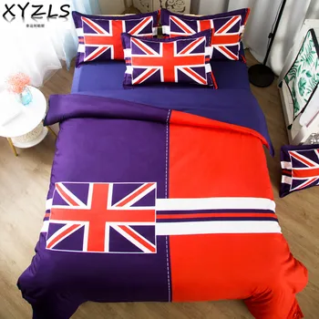 

XYZLS Union Flag Cotton Bedding Set US/AU/UK Queen Bedclothes United Kingdom Flag Twin Full Bed Linings King Double Bedding Kit