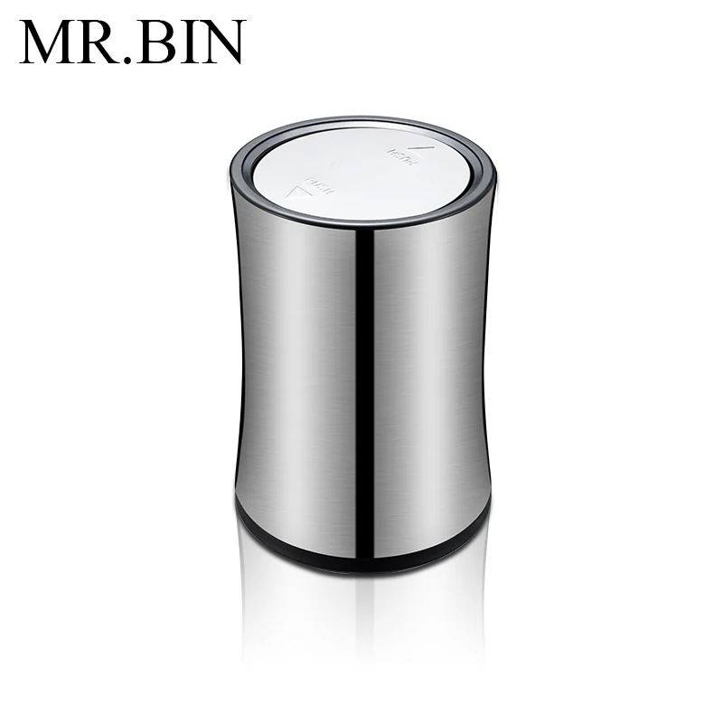 

MR.BIN Swing Top Trash Can 410 Stainless Steel Rolling Cover Type Waste Bin Anti fingerprint Trash Garbage Bin