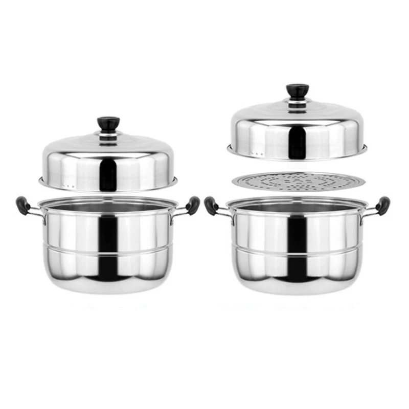 Najtaniej Parowar wielofunkcyjny garnek do gotowania na parze ze stali nierdzewnej podwójny kocioł trójwarstwowa podświetlana doniczka parowa waga 28 CM 30 CM 32 CM