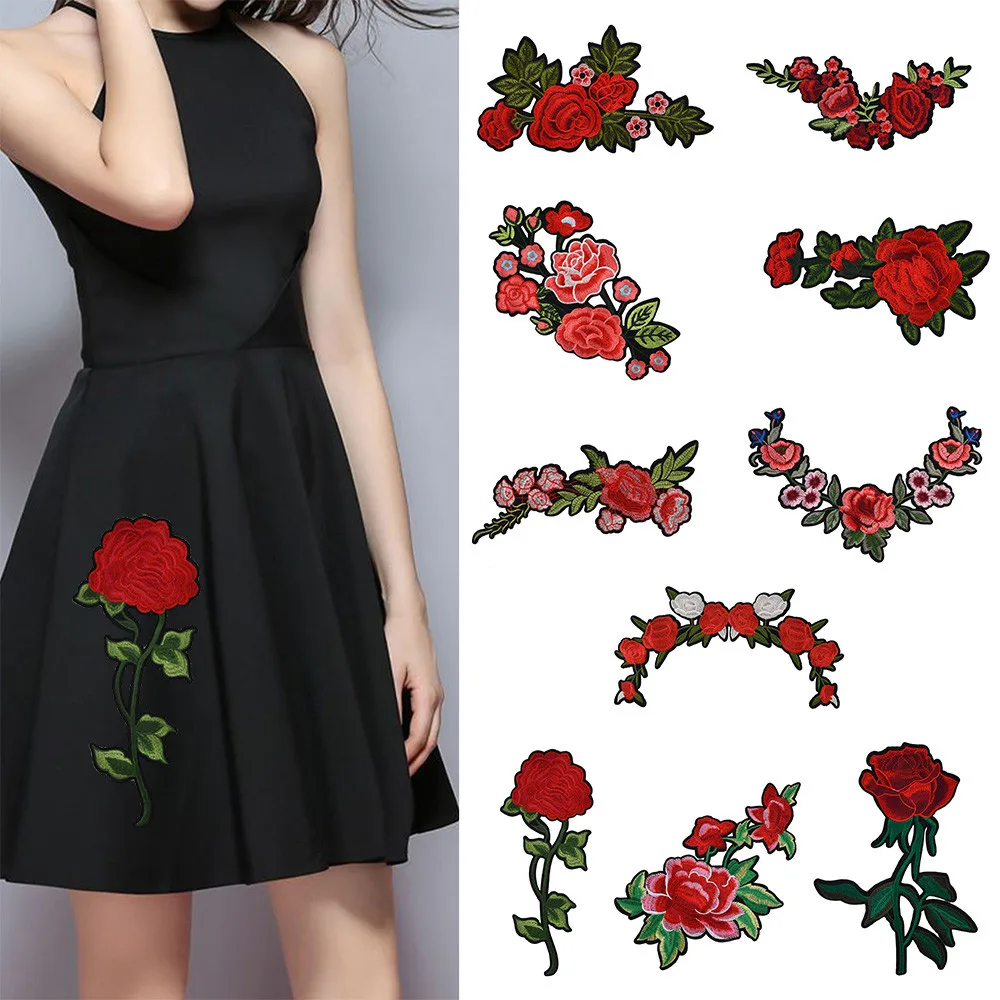 

1PC DIY Embroidered Roses Floral Collar Sew Patch Sticker Applique Badge 20180828