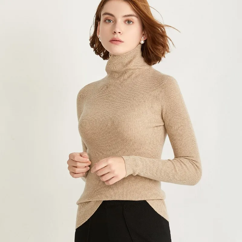 

Super Comfort Women Turtleneck Cashmere Sweaters Slim Ribbing Unibody 3D Knit Pullover Cuff Hem Knit Tops Female Girls Jumper