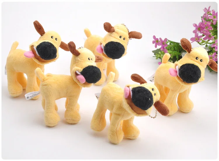 Хорошее качество Милая Желтая Собака Мягкие плюшевые игрушки Подвески Ключ маленький кулон свадебные сувениры
