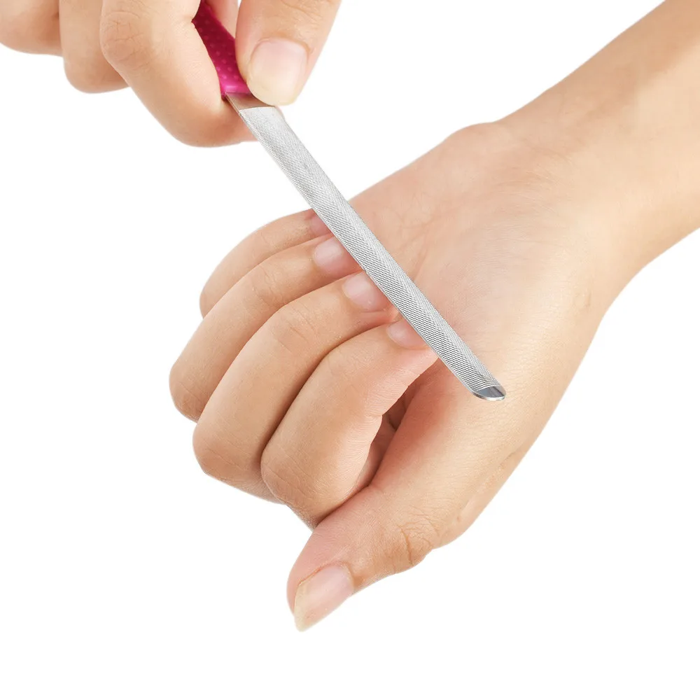 2 стороны из нержавеющей стали пилочка для ногтей омертвевшей кожи средство для удаления кутикул скраб шлифовальный буферный Стик Маникюрный Инструмент для дизайна ногтей