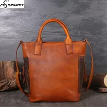 Модные женские сумки через плечо Большая вместительная сумка многофункциональная винтажная натуральная кожа женская сумка через плечо