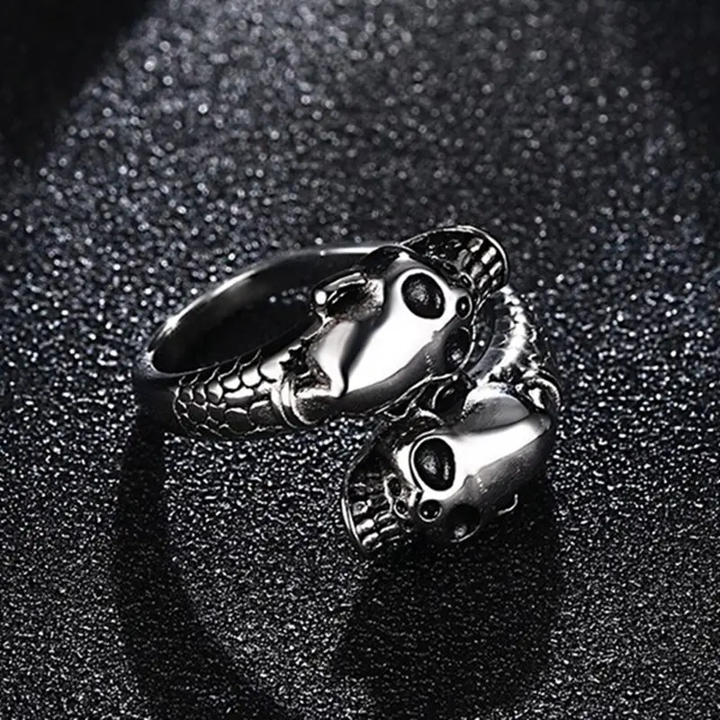 Модное кольцо из сплава нержавеющей стали мужские панк золотые/серебряные кольца с черепом для женщин мужчин Регулируемые кольца вечерние ювелирные изделия
