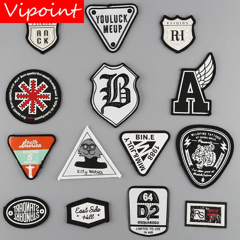

VIPOINT embroidery printed warning patches letter alphabet patches badges applique patches for clothing YM-3