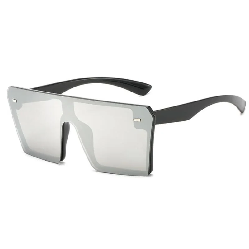 RBENN негабаритные Квадратные Солнцезащитные очки женские мужские брендовые дизайнерские цельные градиентные зеркальные солнцезащитные очки большие плоские верхние винтажные очки - Цвет линз: Black Silver