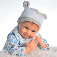 Best Offers Unique smiley reborn boy doll 55cm Silicone Baby Reborn Dolls Dressed in elephant clothes Lifelike Doll Reborn Babies girl gift