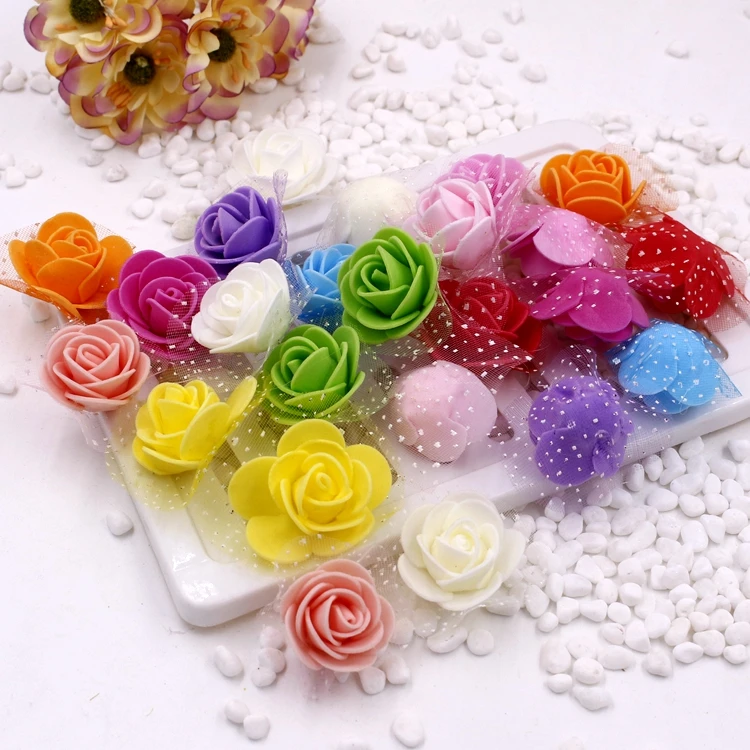 

10Pcs/lot 2.5cm Mini PE Foam Roses Multi-use Artificial Flower Heads Handmade DIY Wreath Wedding Decoration Home Garden Supplies