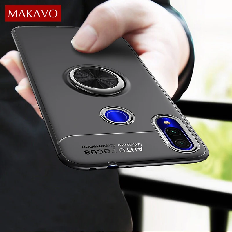 

MAKAVO For Samsung Galaxy A30 Case Ring Holder Matte Soft Silicone Back Cover For Samsung Galaxy A10 A20 A40 A50 Phone Case