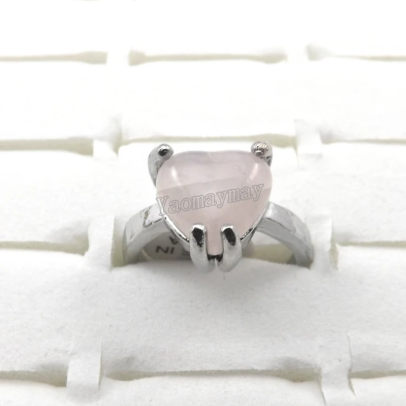 Fashion Natural Rose Quartz Crystal Rings Women's Jewelry 50pcs Wholesale 3