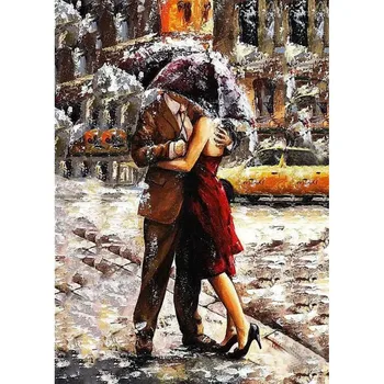 

ArtSailing pictures by numbers Kissing In Rain painting by numbers on canvas modular pictures with wooden DIY frame NP-153
