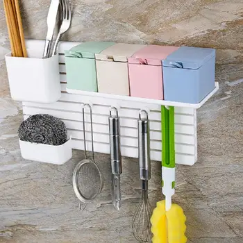 

Sticky Wall Storage Rack DIY Innovative No Punching Cleaning Rack Storage Rack for Dormitory Bathroom Kitchen Toothbrush Storage