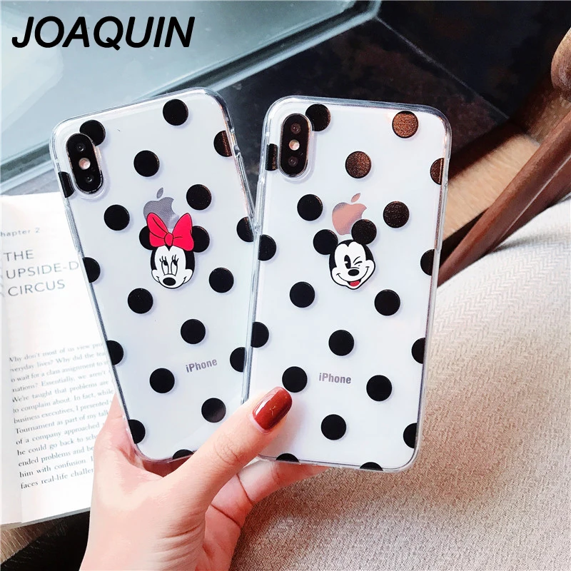 6 s Wave Point Case For iPhone 6 6S 7 8 Plus Silicone TPU Cute Mickey Minnie Cover For iPhone X XR XS MAX Coque Fundas Cases