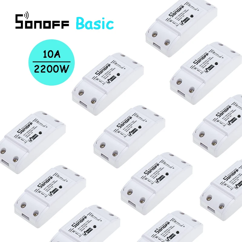 2/3/4/5/6/8/10Pcs SONOFF Basic Wifi Switch for Alexa Google Home Timer Wireless Remote Smart Automation Module 10A/2200W | Электроника