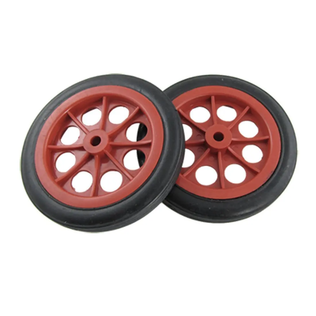 2 Pcs Replaceable Shopping Basket Cart 4.4" Wheels Red Blackin Pulleys