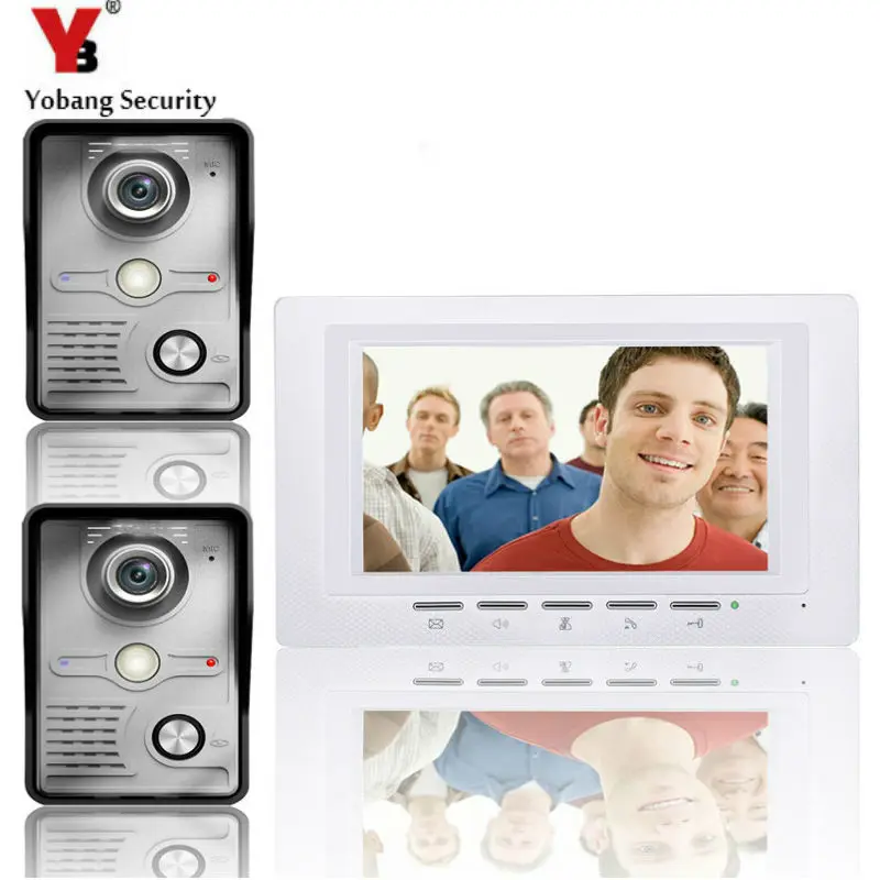 

YobangSecurity 7 Inch Wire Video Door Phone Entry System Home Security Camera System Video Doorbell Intercoms 2-camera 1-monitor