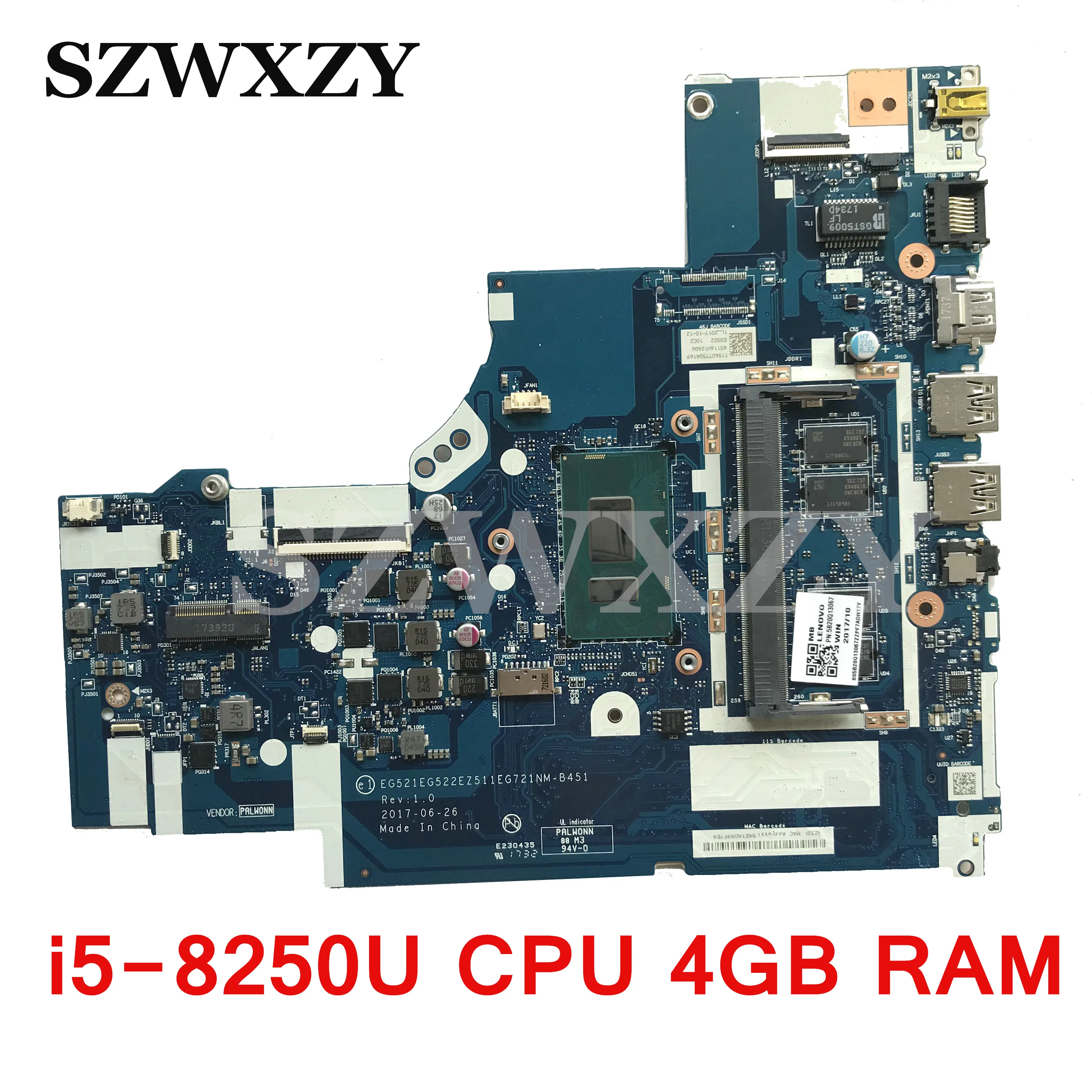 

5B20Q13067 NM-B451 For Lenovo Ideapad 320-15IKB Laptop Motherboard With i5-8250U CPU 4GB RAM DDR4 Full Tested Free Shipping