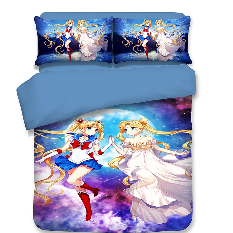3D Anime Sailor Moon Bedding Set Duvet Cover Quilt Cover Pillowcases Bedclothes