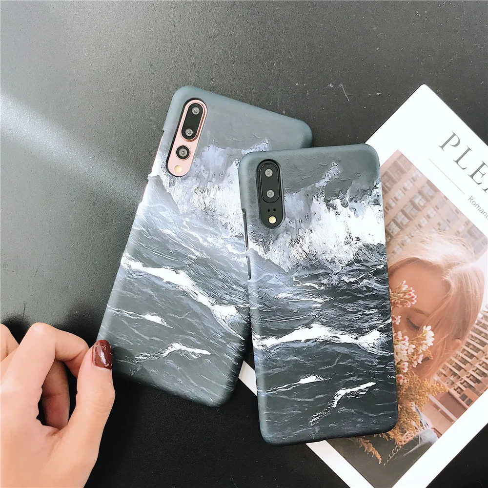 

For Honor 8 9 10 V9 Retro Oil Painting Art Sea Wave Ocean Phone Case For Huawei Mate 9 P10 P20 Pro Hot Matte Hard PC Back Covers