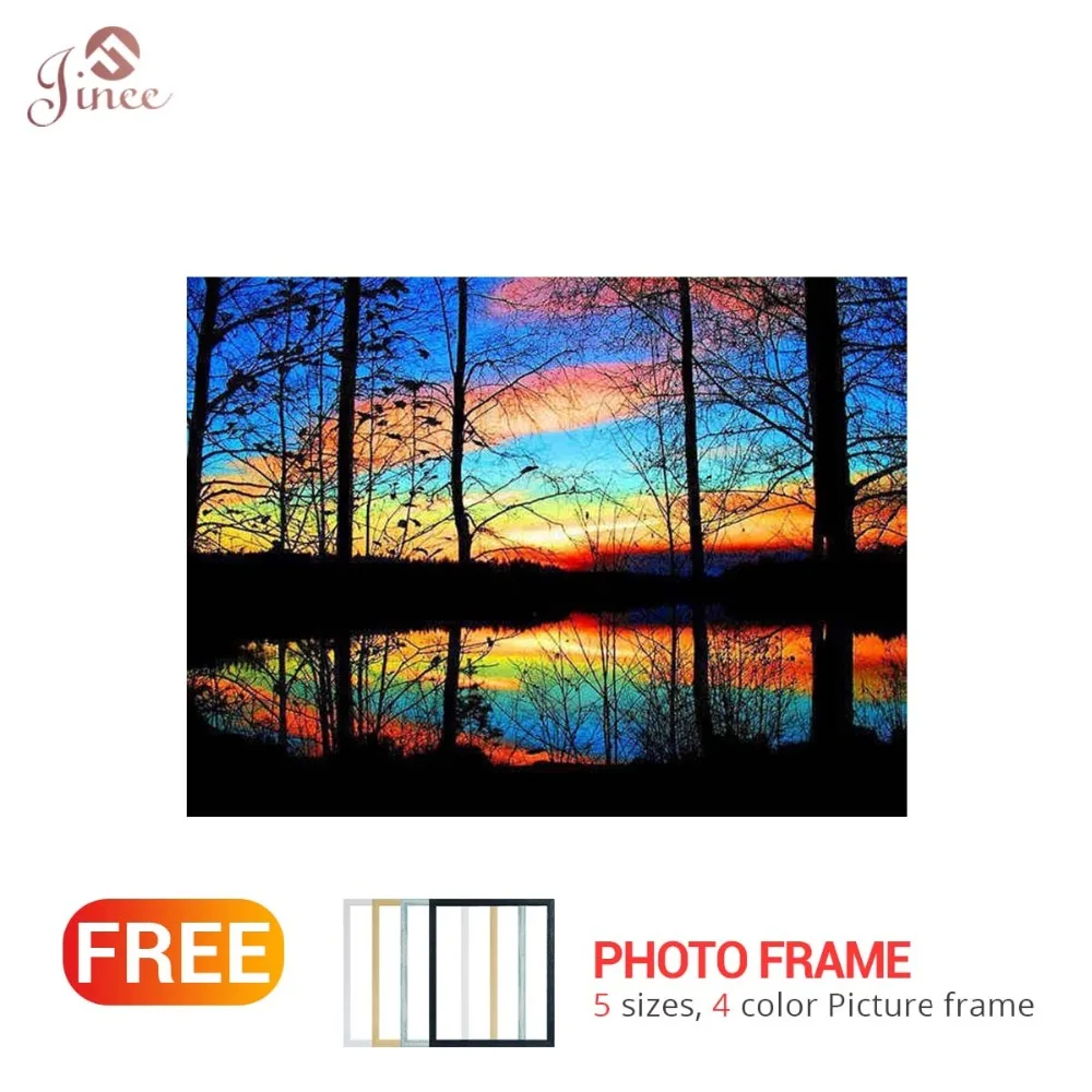 

Full Square Landscape Diamond Painting Cross Stitch Wall Art Decor DIY 5D Diamond Mosaic Lake Tree Picture of Rhinestones