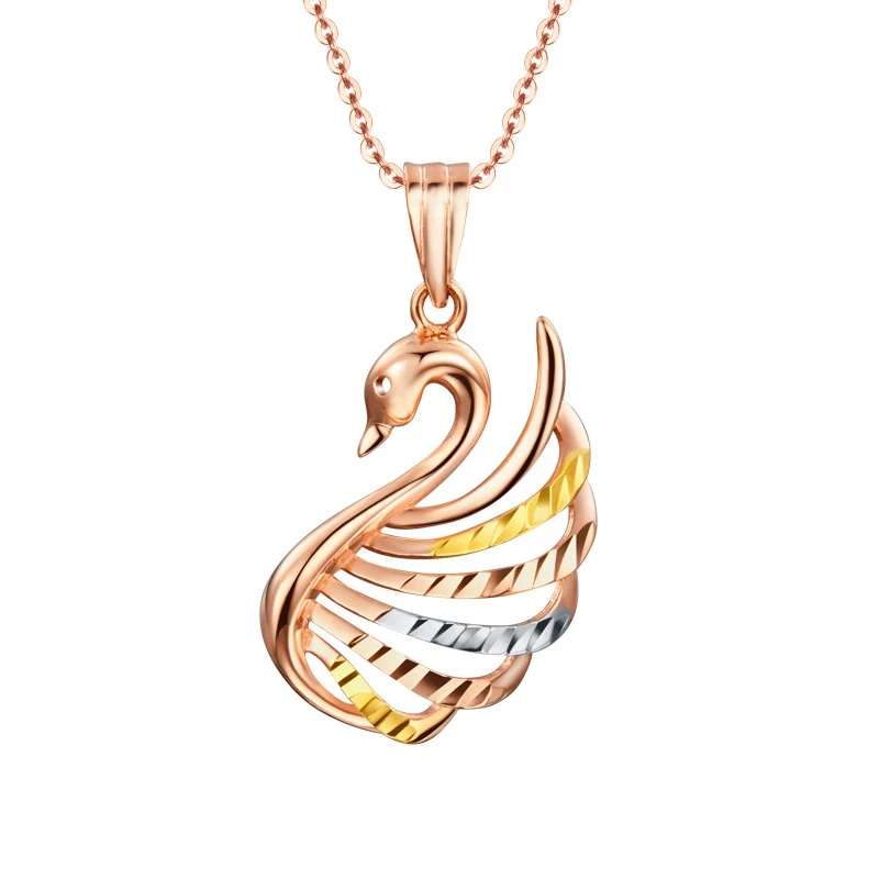 Puro Au750 18K Multi-Ciondolo In Oro Delle Donne Cigno Del Pendente Della Collana P6291