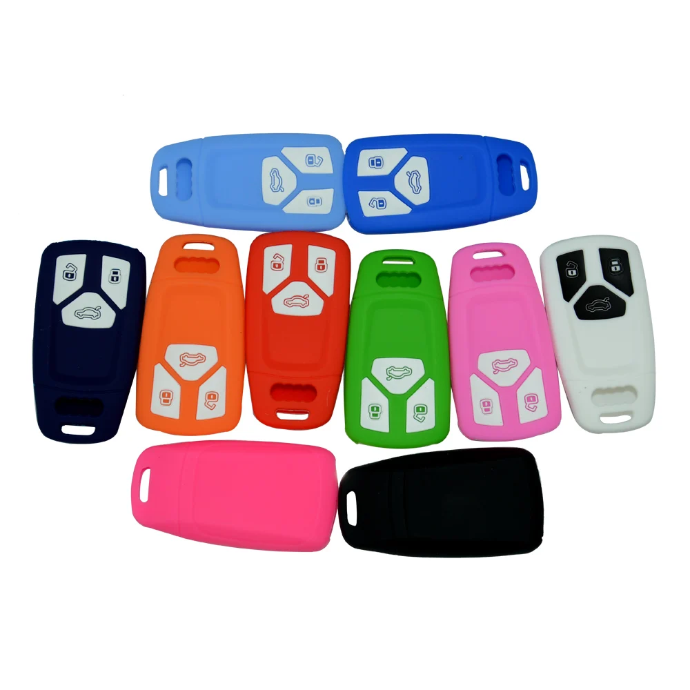 Car Accessaries Silicone Key Cover FOB For Audi Q7 A4L Keless Remote 3 Buttons High Quality Silica Gel Skin Shell Free Shipping (2)