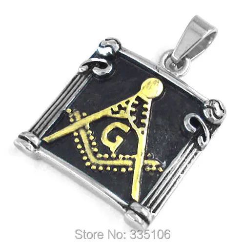 

Free shipping! Gold Masonic Pendant Stainless Steel Jewelry Freemasonry Biker SWP0256