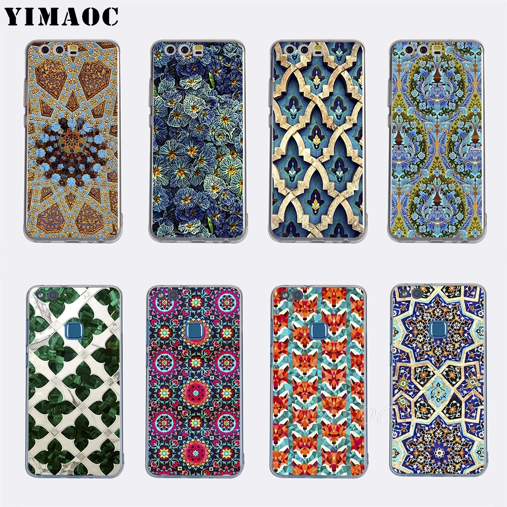 YIMAOC Moroccan blue Geometric patterns Soft Case for Huawei P 8 9 10 20 30 Lite Pro 2016 2017 smart 2019 TPU Cover |