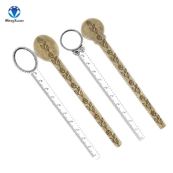 

MINGXUAN 5pcs/lot Antique Vintage Style Handmade Ruler Bookmark Cabochon Base Bookmark Setting for 20mm/18x25mm DIY Bookmarks