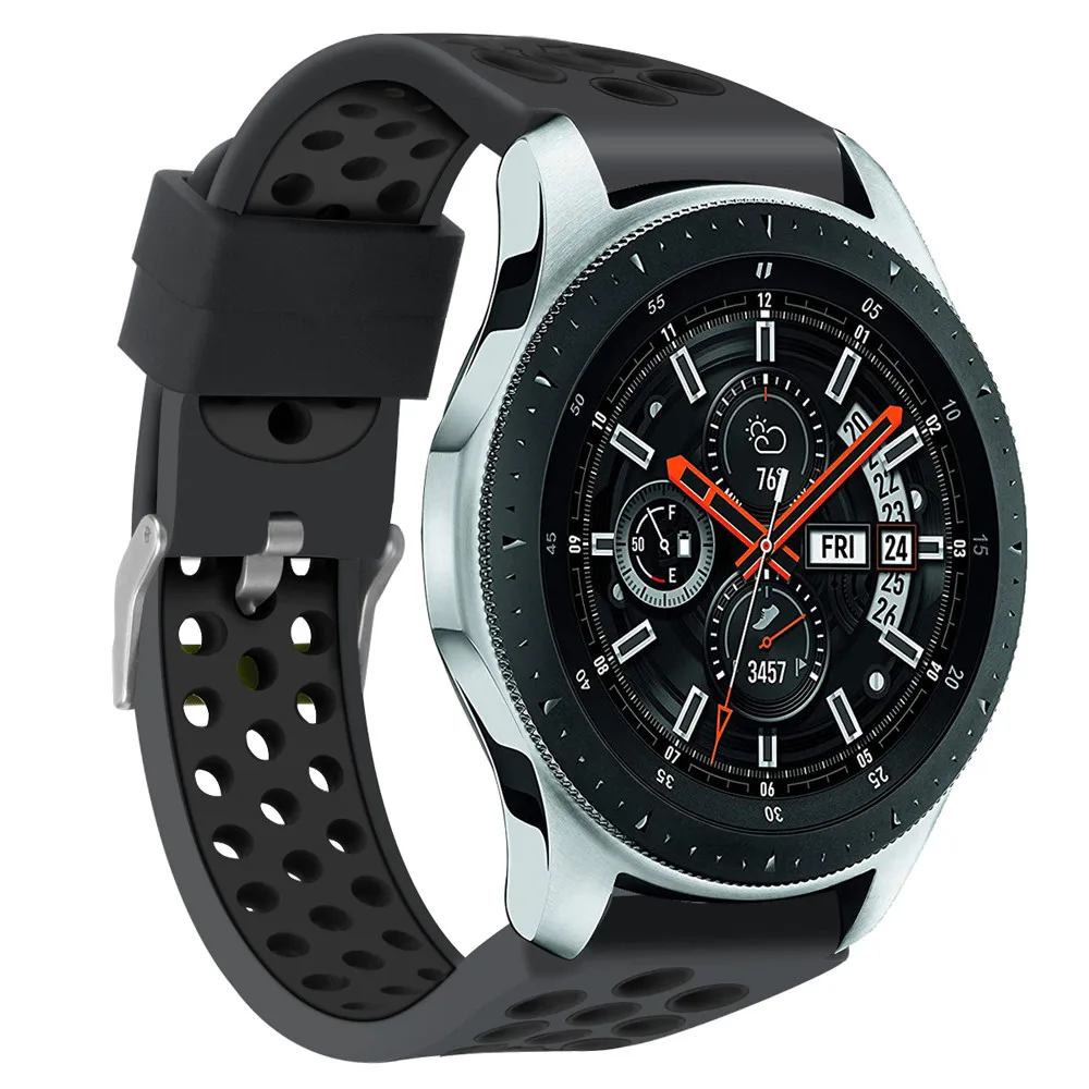 Двойной цвет спортивный силиконовый браслет ремешок для samsung Galaxy Watch 46 мм ремешок для часов Силиконовый механизм s3 классический ремень nato