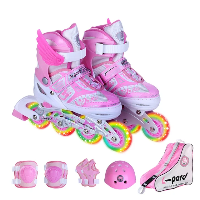 9 In 1 Children Inline Skate Roller Skating Shoes Helmet Knee Protector