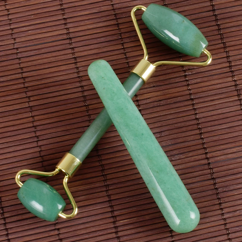 

Jade Roller Massage Wand 2 Pieces Set Natural Stone Health Care Roller SPA Acupuncture Scraping Pen Healing Crystal Face Beauty
