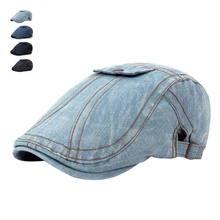 Модные сезон: весна–лето Джинсы для женщин Шапки для Для мужчин Для женщин высокое качество Повседневное унисекс джинсовые берет Кепки S на открытом воздухе плоские Защита от солнца Кепки в ковбойском стиле