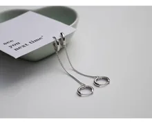 Nowy 925 sterling silver kolczyk moda osobowość podwójne przebite otwór łańcuch ear kości proste dzikie trend chłopiec dziewczyna srebrny ucha żyd(China)