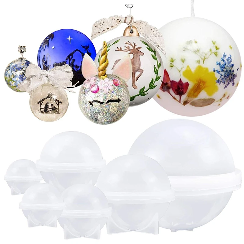 Sphere Silicone Molds for Jewelry Casting Candle Making Wax Homemade Soap Bath Bomb Craft Assorted Size 6-Count | Украшения и